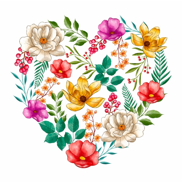 Akwarela Ilustracja Kwiaty Walentynki