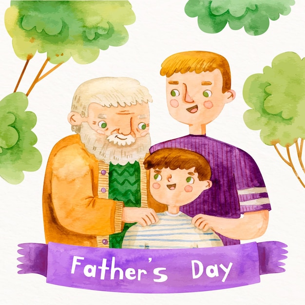 Bezpłatny wektor akwarela ilustracja na dzień ojca