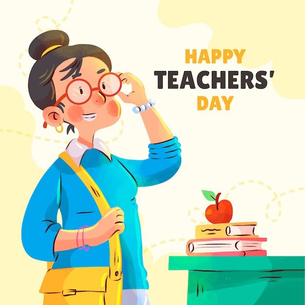 Akwarela Ilustracja Na światowy Dzień Nauczyciela
