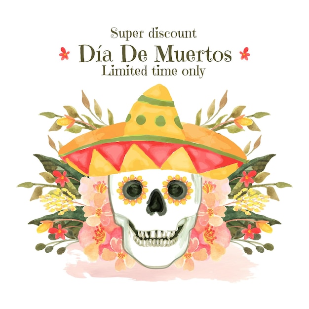 Akwarela Ilustracja Sprzedaży Dia De Muertos