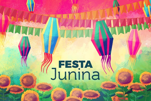 Bezpłatny wektor akwarela koncepcja festa junina