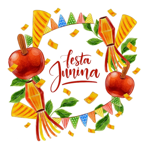 Bezpłatny wektor akwarela koncepcja festa junina