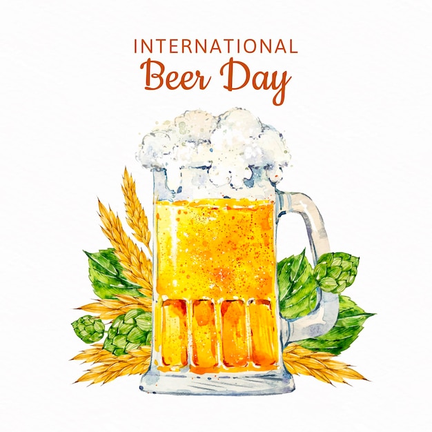 Akwarela koncepcja międzynarodowego dnia piwa