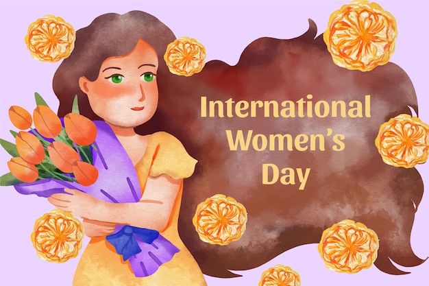 Bezpłatny wektor akwarela międzynarodowy dzień kobiet w tle