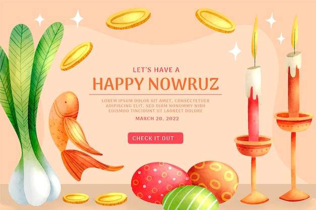 Akwarela nowruz poziomy baner