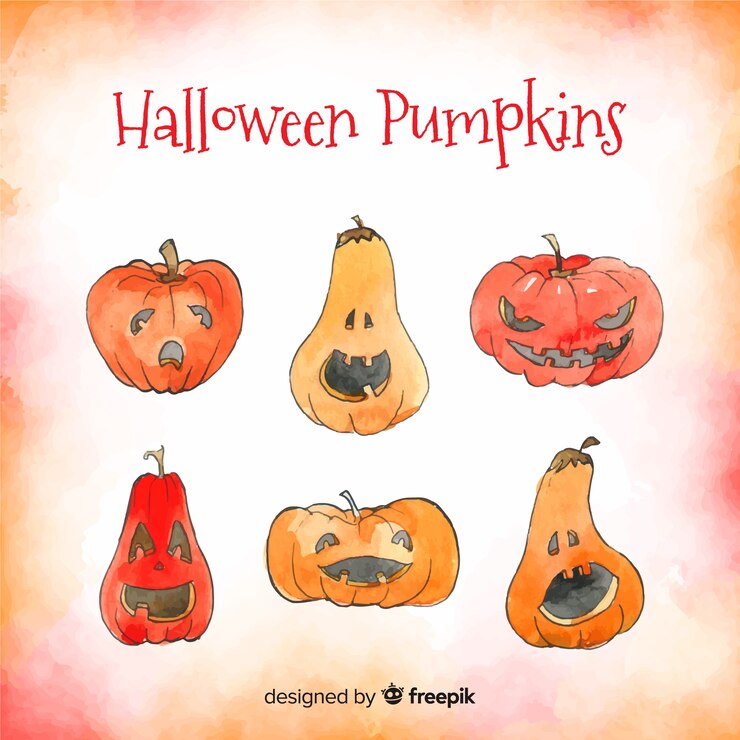 Bezpłatny plik Wektor akwarela paczka dyni halloween