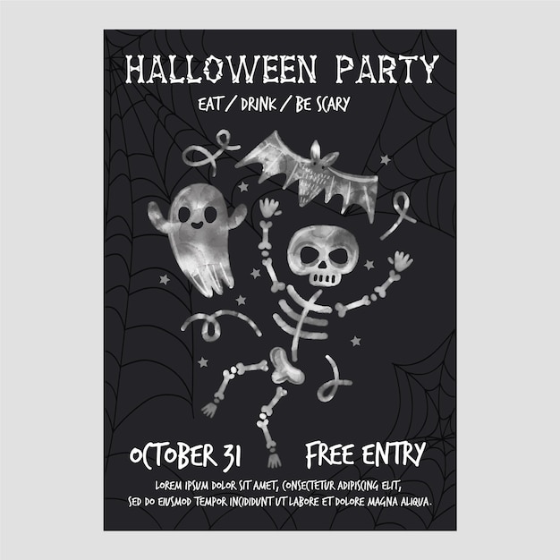 Akwarela Plakat Party Halloween