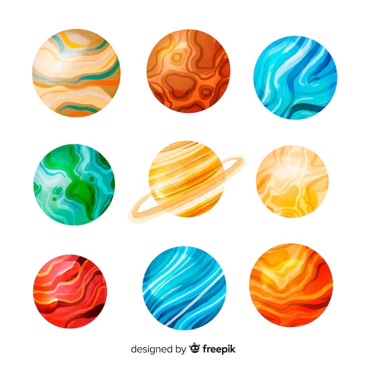 Bezpłatny plik Wektor akwarela planet kolekcji kosmosu