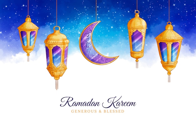 Bezpłatny wektor akwarela ramadan ilustracja