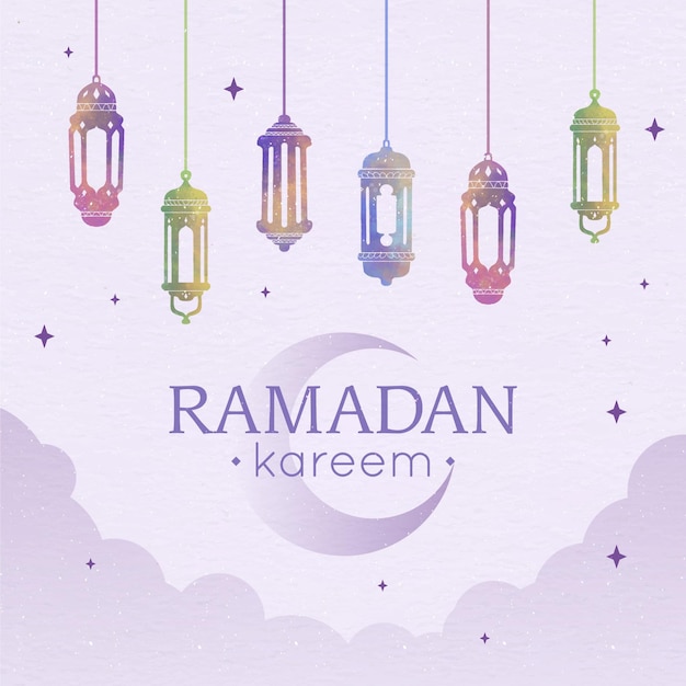 Akwarela Ramadan Kareem Ilustracja