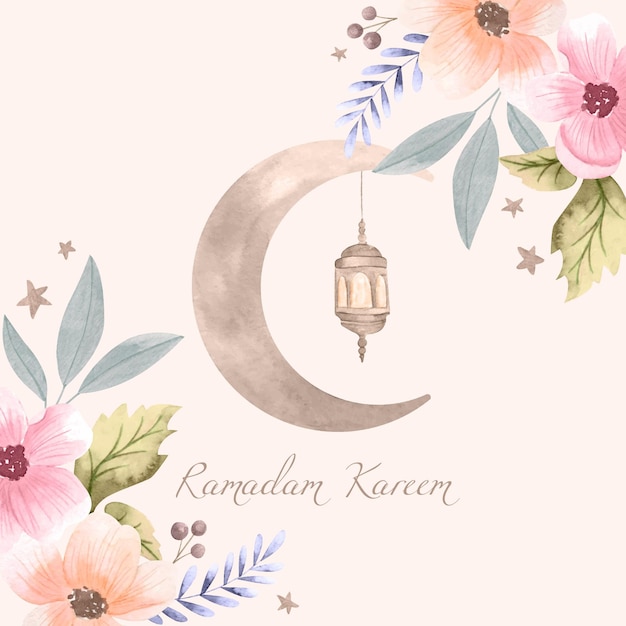 Bezpłatny wektor akwarela ramadan kareem ilustracja