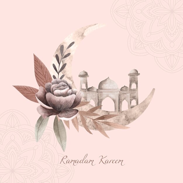 Akwarela ramadan kareem ilustracja