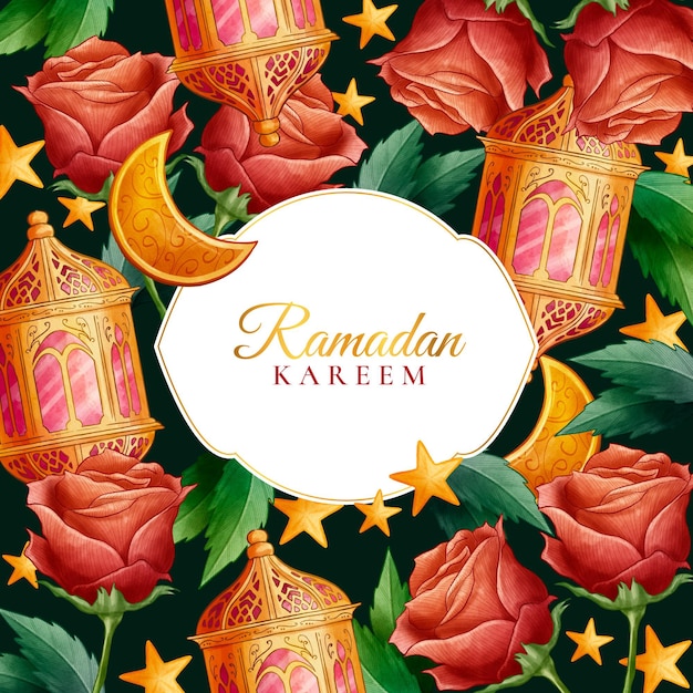 Bezpłatny wektor akwarela ramadan kareem ilustracja