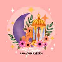 Bezpłatny wektor akwarela ramadan kareem ilustracja