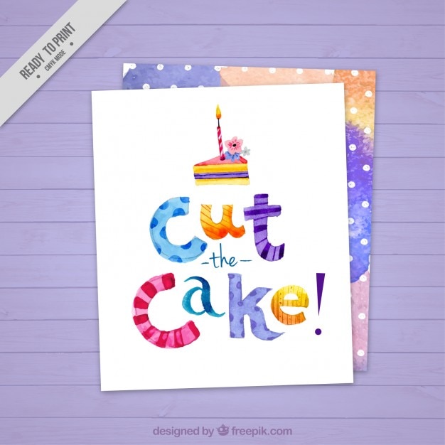 Bezpłatny wektor akwarela słodkie kartka urodzinowa z pice ciasta