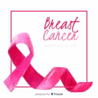 Bezpłatny wektor akwarela świadomości raka piersi wstążką
