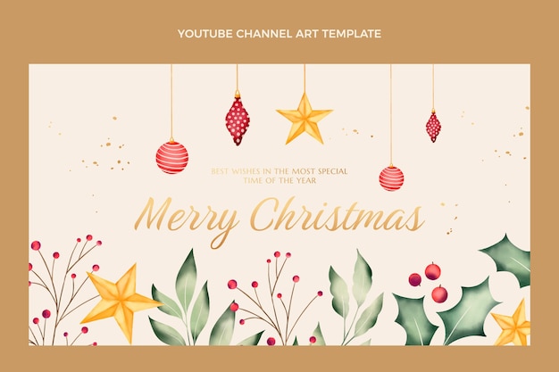 Bezpłatny wektor akwarela świąteczna sztuka kanału youtube