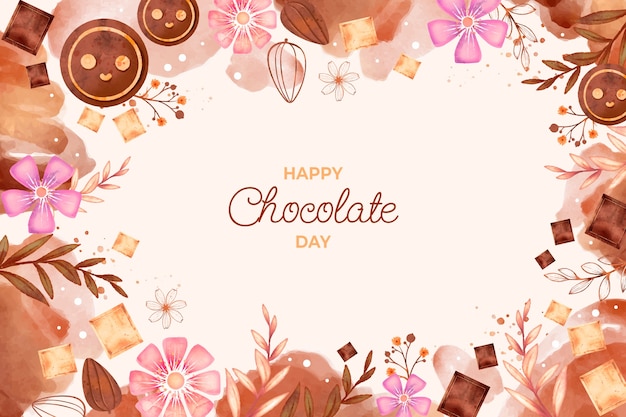 Akwarela światowy dzień czekolady w tle