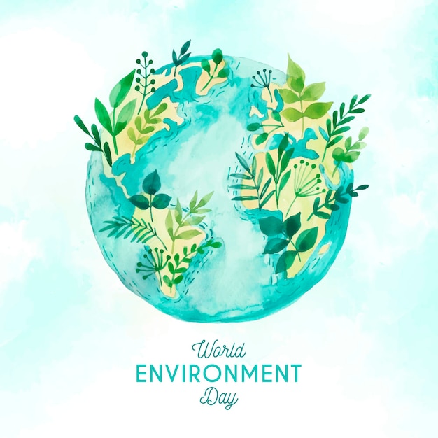Akwarela światowy Dzień środowiska Z Naturą