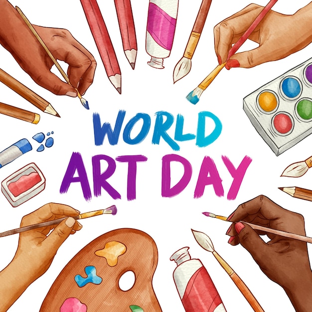 Akwarela światowy Dzień Sztuki Ilustracji