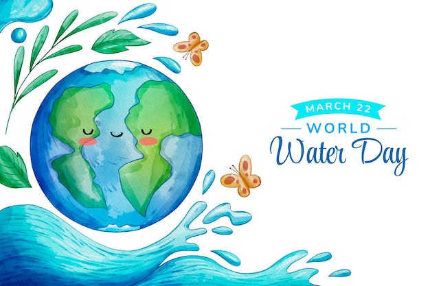 Bezpłatny wektor akwarela światowy dzień wody w tle