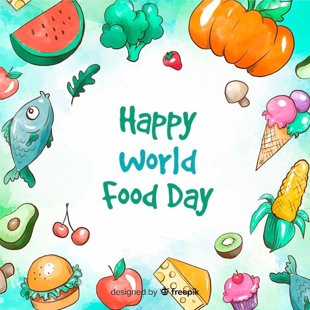Bezpłatny wektor akwarela szczęśliwy światowy dzień jedzenia