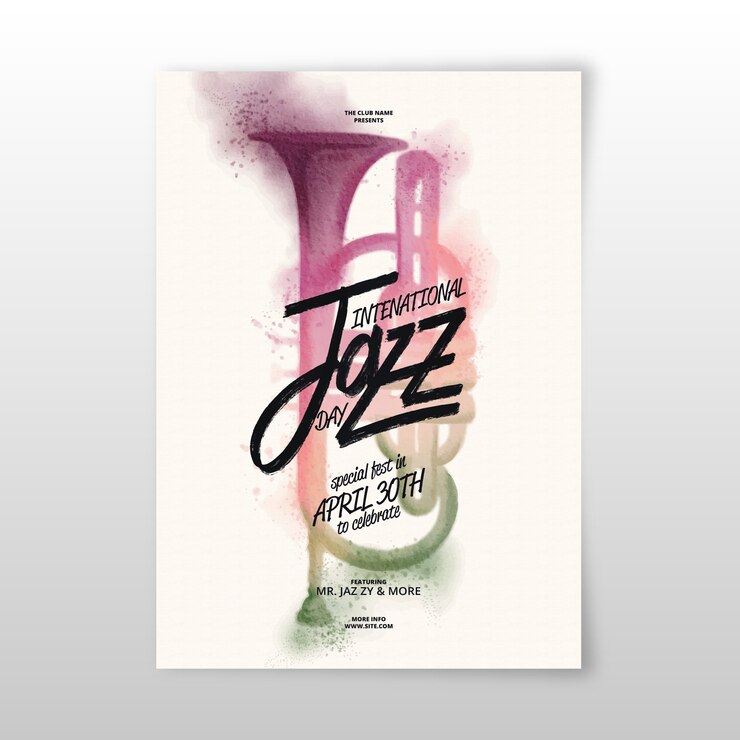 Bezpłatny plik Wektor akwarela ulotki międzynarodowego dnia jazzu
