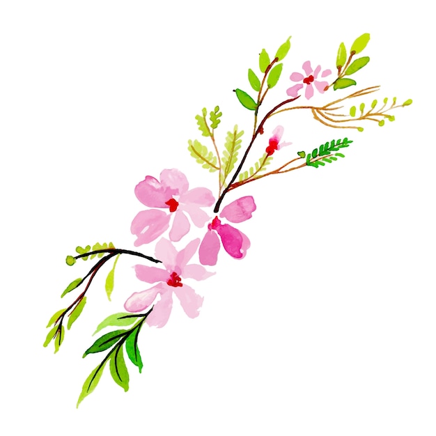 Bezpłatny wektor akwarela wiosna kwiatowy i liście kolekcja
