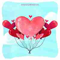 Bezpłatny wektor akwarela z balonami serca