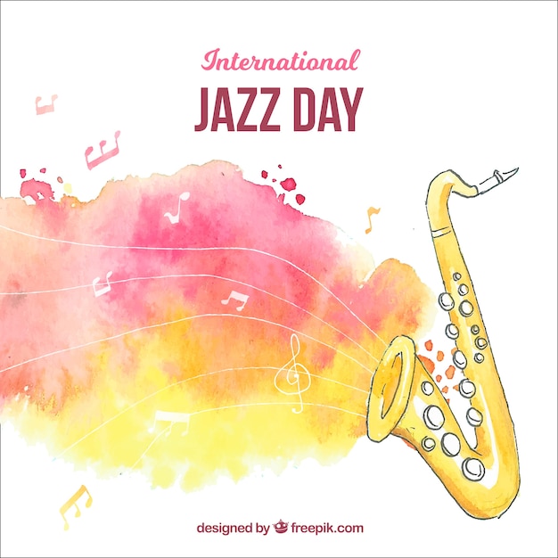 Bezpłatny wektor akwarele tła dla międzynarodowego dnia jazzu
