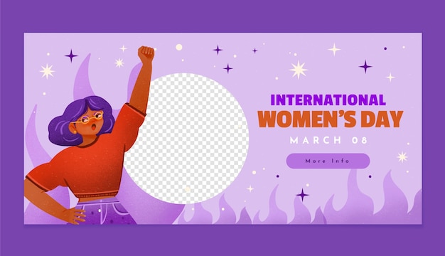 Bezpłatny wektor akwarelowy wzór poziomego baneru na międzynarodowy dzień kobiet