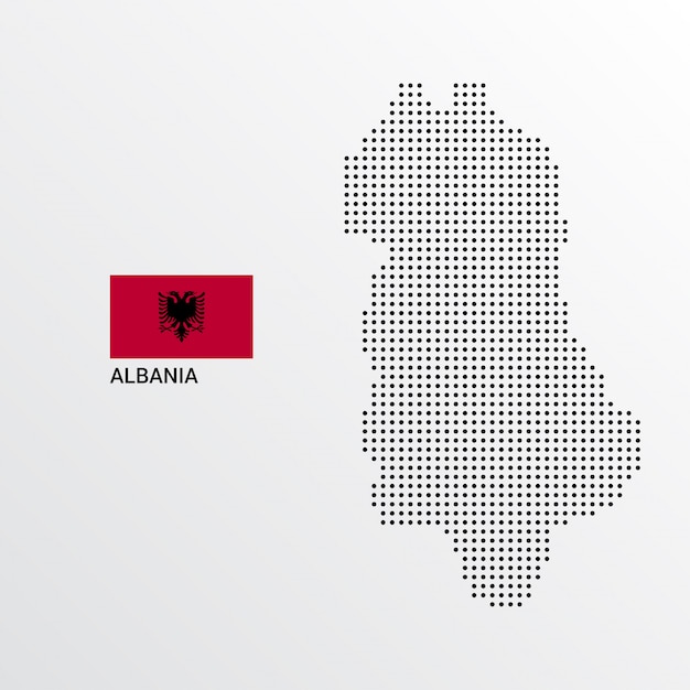 Bezpłatny wektor albania mapa projektu z flagą i tło wektor światło
