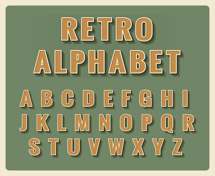 Bezpłatny plik Wektor alfabet czcionki retro. szablon vintage typografia, typ elementu.