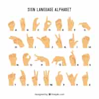 Bezpłatny wektor alfabet języka migowego w stylu wyciągnąć rękę