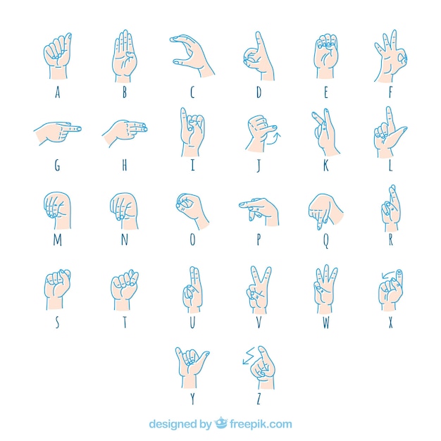 Bezpłatny wektor alfabet języka migowego