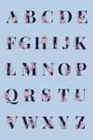 Bezpłatny wektor alfabet kwiatowy typografia wektor skryptu