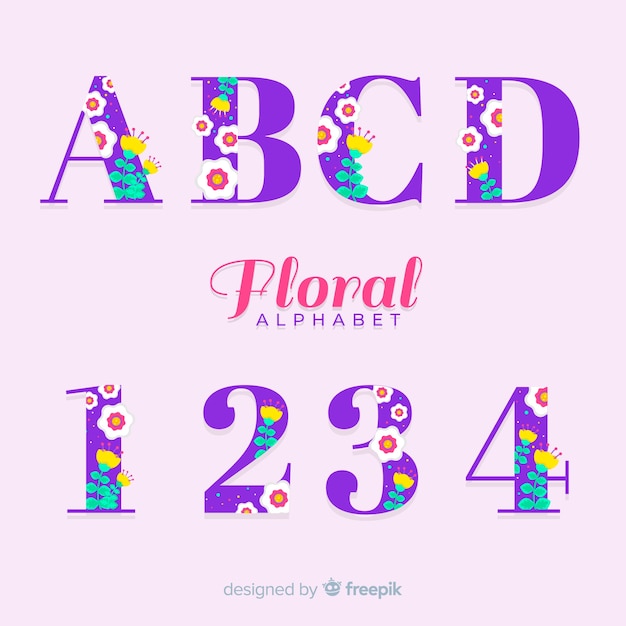 Bezpłatny wektor alfabet kwiatowy