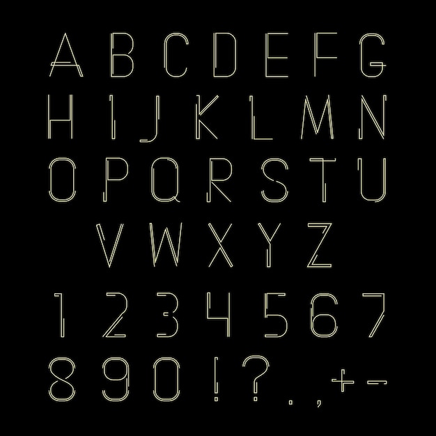 Bezpłatny wektor alfabet łaciński cienka linia
