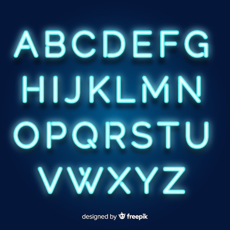 Bezpłatny plik Wektor alfabet neon w stylu retro
