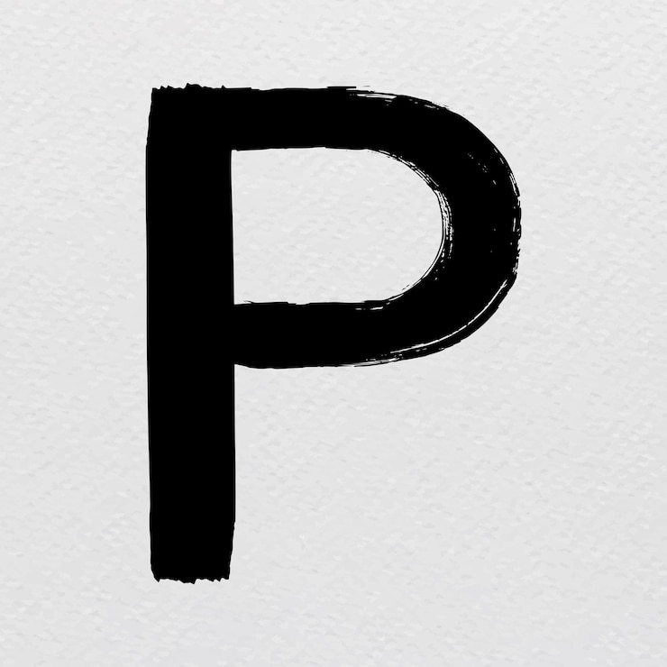 Bezpłatny plik Wektor alfabet p pociągnięcia pędzla w trudnej sytuacji styl typografii wektor
