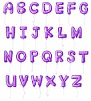 Bezpłatny wektor alfabety balonowe w kolorze fioletowym