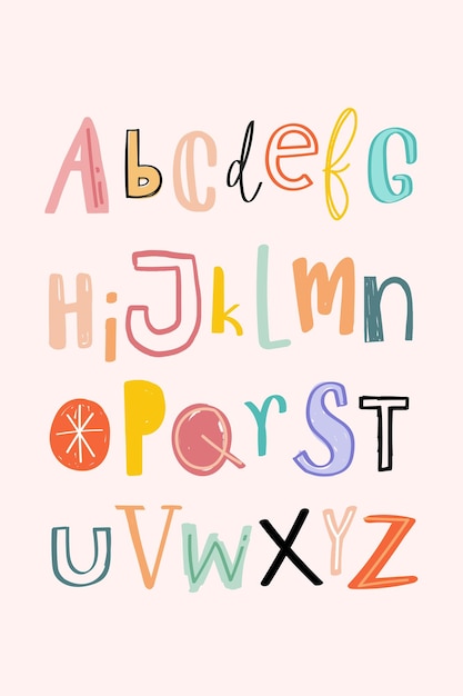 Alfabety doodle typografia wektor zestaw