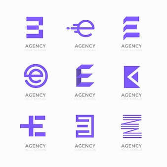 Alfabetyczna litera e kolekcja logo