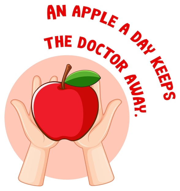Bezpłatny wektor angielski idiom z jabłkiem dziennie trzyma lekarza z daleka