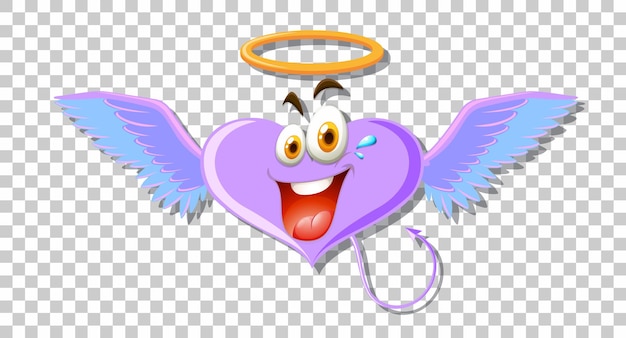 Bezpłatny wektor anioł w kształcie serca z wyrazem twarzy