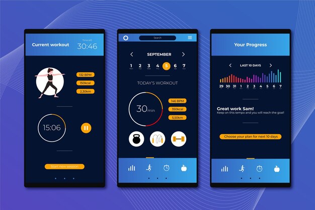 Bezpłatny wektor aplikacja do śledzenia treningu