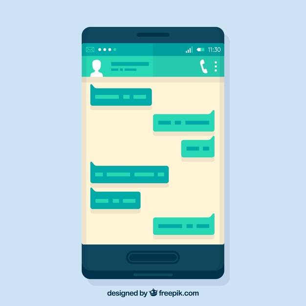 Aplikacja Messenger dla urządzeń przenośnych w stylu płaskiej