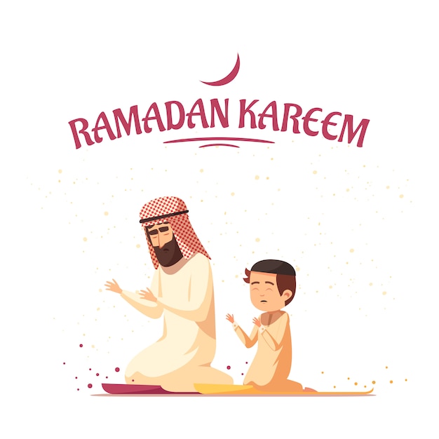 Arabscy Muzułmanie Ramadan Kareem Cartoon