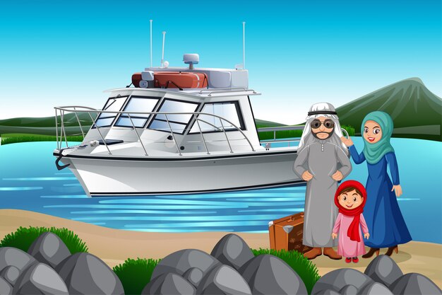 Arabska rodzina na wakacjach
