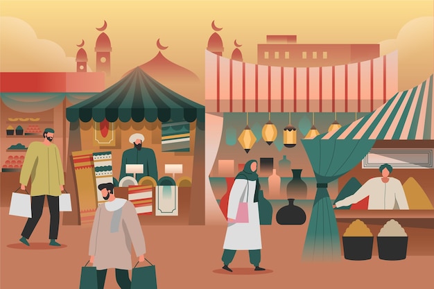 Arabski Bazar Ilustracja Koncepcja